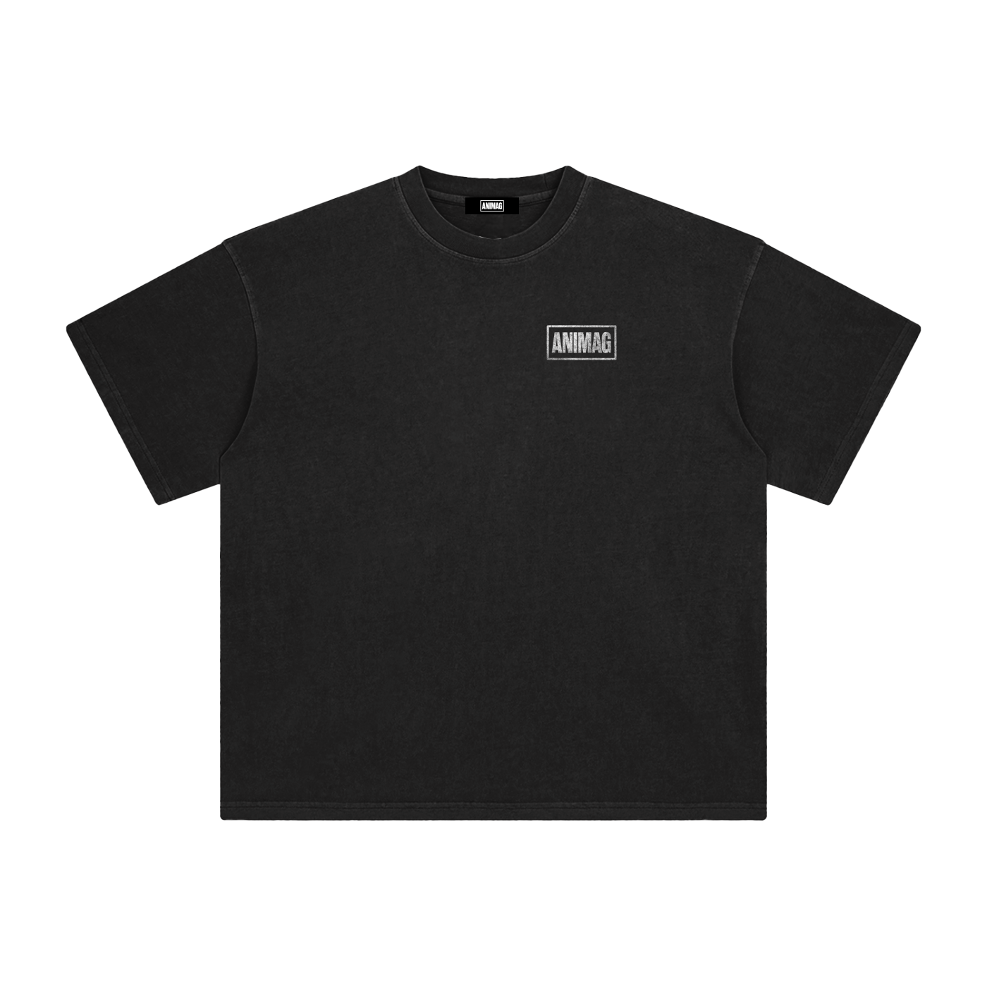 ANIMAG x MAKURA MAGAZINE oversized anime streetwear tee in black, front graphic print