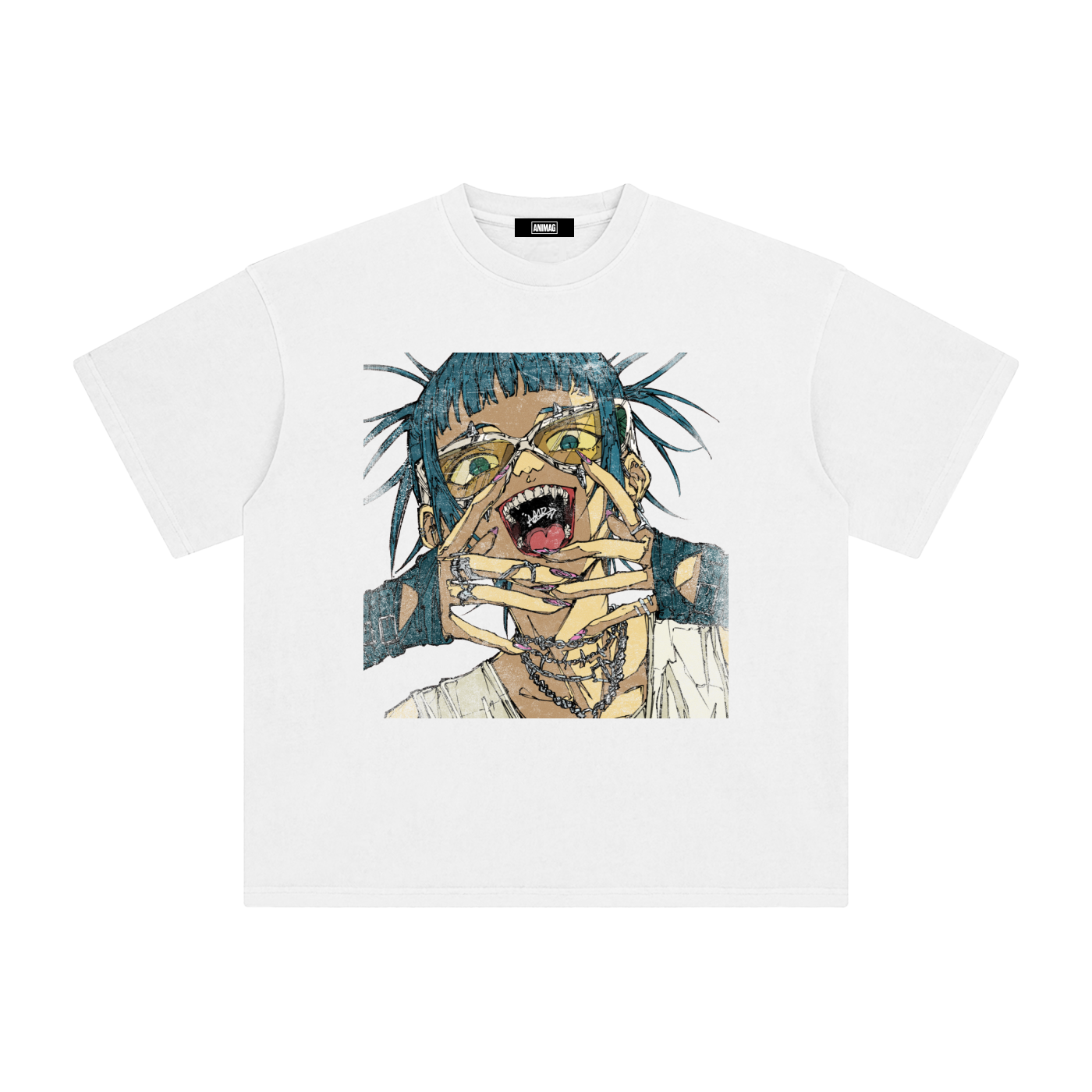ANIMAG x MAKURA GILA oversized anime streetwear tee, third view