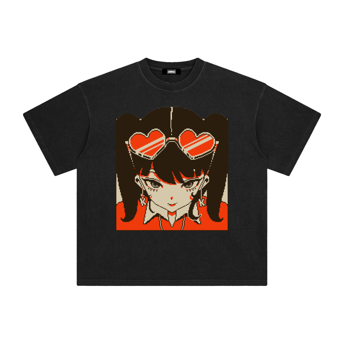 ANIMAG x MAKURA Lover Girl oversized anime streetwear tee, front graphic print